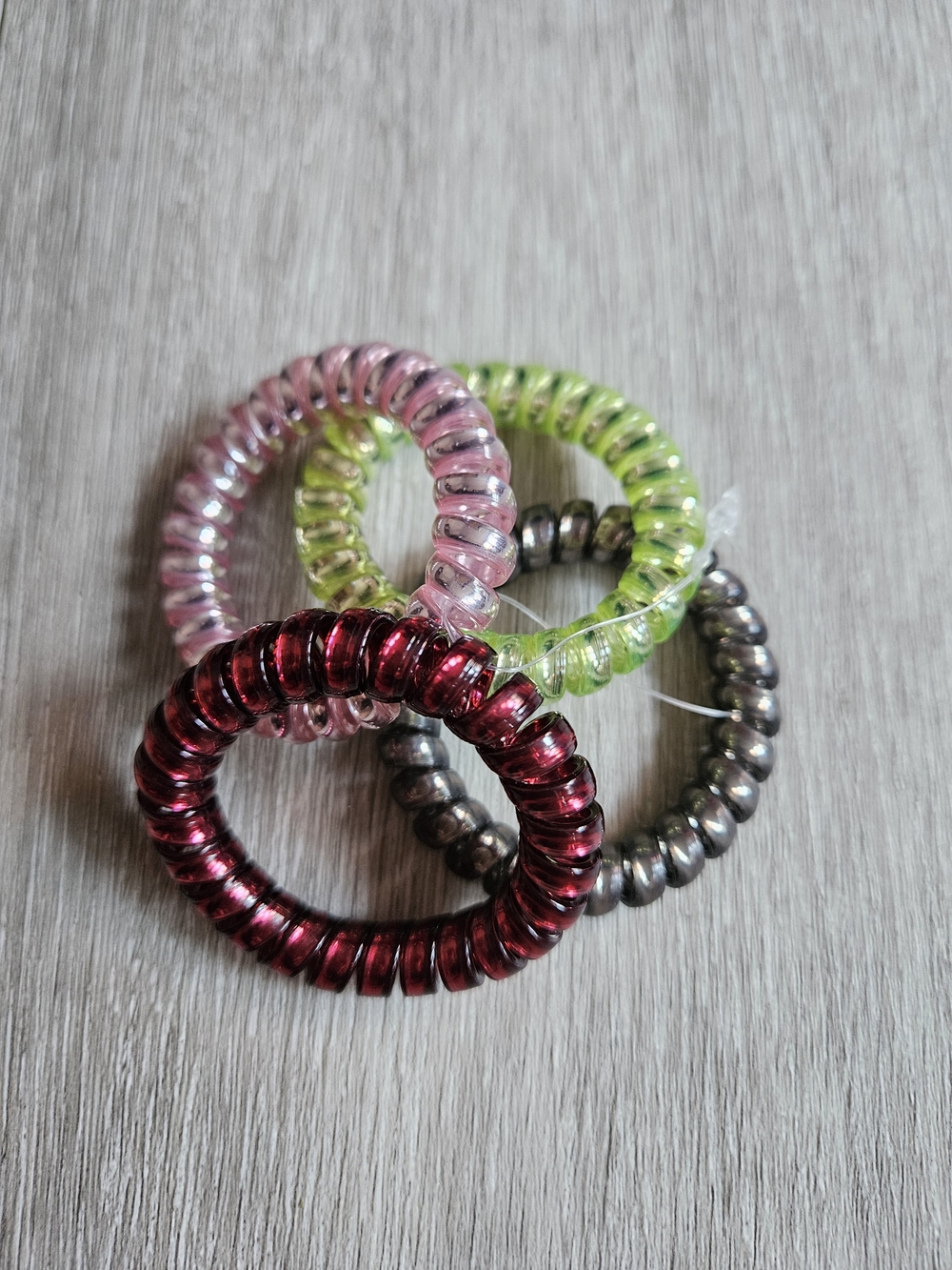 Source Unknown Coiled Hair Ties - Pink, Lime, Burgundy, Gunmetal